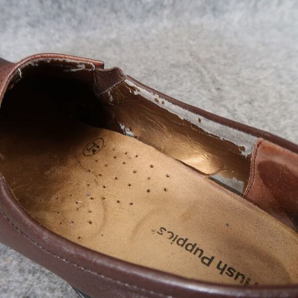 Hush Puppies Shoes Womens 8 Loafer Slip On Casual Leather Comfort Brown Wide Fit - Picture 16 of 16